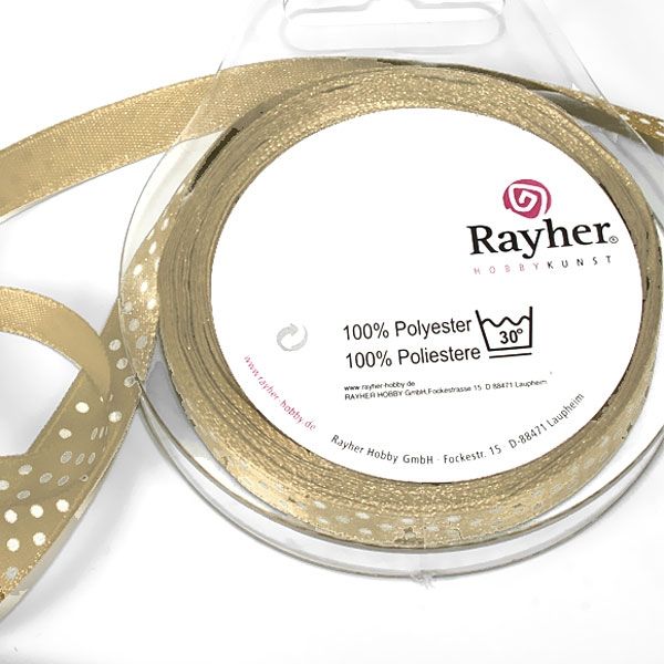 Satinband Taupe mit Punkten 10m langes Seidenband als Nähzubehör von Rayher Hobby GmbH