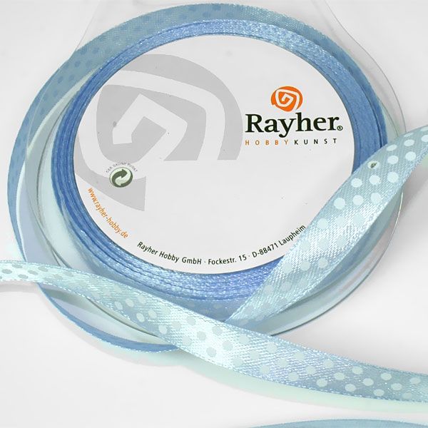 Satinband hellblau mit Punkten, 10m, Seidenband aus 100 % Polyester von Rayher Hobby GmbH