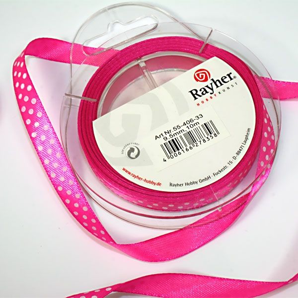 Satinband mit Punkten in Pink, 10m, das Seidenband ist wunderschön Satinband mit Punkten in Pink, 10m, das Seidenband ist wunderschön von Rayher Hobby GmbH