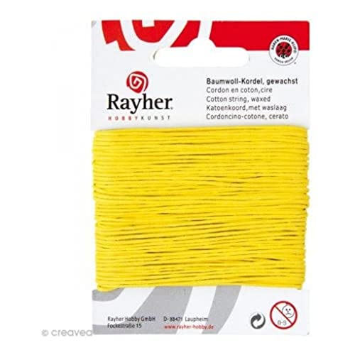 Rayher Baumwollkordel, gewachst, 1 mm ø, Karte 20 m, gelb, Baumwollschnur, Schmuckkordel, 5169120 Rayher Baumwollkordel, gewachst, 1 mm ø, Karte 20 m, gelb, Baumwollschnur, Schmuckkordel, 5169120 von Rayher
