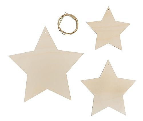 Rayher Holz-Sterne, FSC zertifiziert, natur, 3 Stück, 12 cm, 15 cm, 20 cm ø, Holzset + 60 cm Jutekordel, Weihnachtsdekoration, Dekohänger Weihnachten, 46707505 Rayher Holz-Sterne, FSC zertifiziert, natur, 3 Stück, 12 cm, 15 cm, 20 cm ø, Holzset + 60 cm Jutekordel, Weihnachtsdekoration, Dekohänger Weihnachten, 46707505 von Rayher