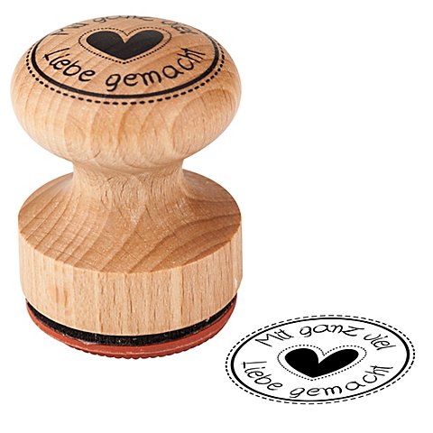 Holzstempel rund "Mit ganz viel Liebe gemacht", 3 cm Ø Holzstempel rund "Mit ganz viel Liebe gemacht", 3 cm Ø von Rayher