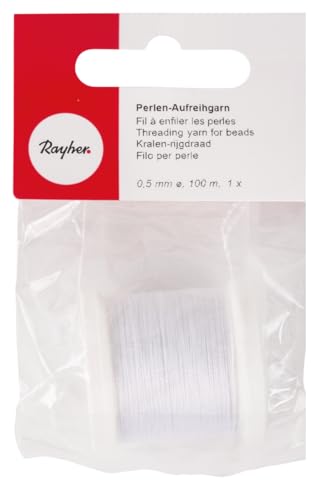 Rayher Perlenaufreihgarn Stärke 0,5 mm, Länge ca.100 m, weiß, 8900102 Rayher Perlenaufreihgarn Stärke 0,5 mm, Länge ca.100 m, weiß, 8900102 von Rayher