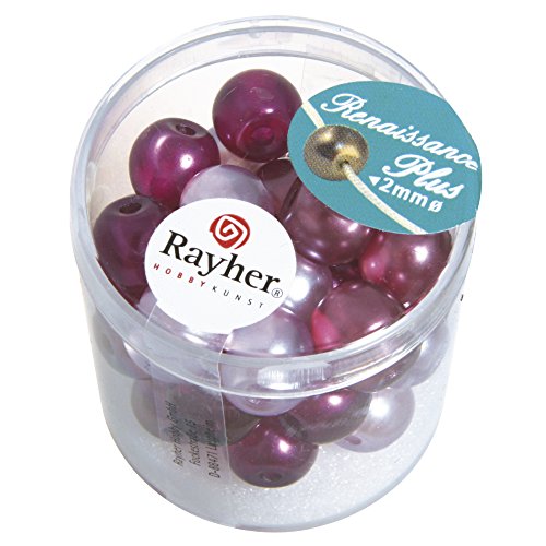 RAYHER 14473000 Renaissance Glaswachsperlen, halbtransparent, 10 mm mit Großloch, Dose 32 Stück, lila mix RAYHER 14473000 Renaissance Glaswachsperlen, halbtransparent, 10 mm mit Großloch, Dose 32 Stück, lila mix von Rayher