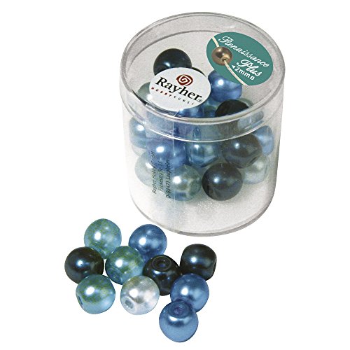 RAYHER 14474000 Renaissance Glaswachsperlen, halbtransparent, 10 mm mit Großloch, Dose 32 Stück, türkis mix RAYHER 14474000 Renaissance Glaswachsperlen, halbtransparent, 10 mm mit Großloch, Dose 32 Stück, türkis mix von Rayher