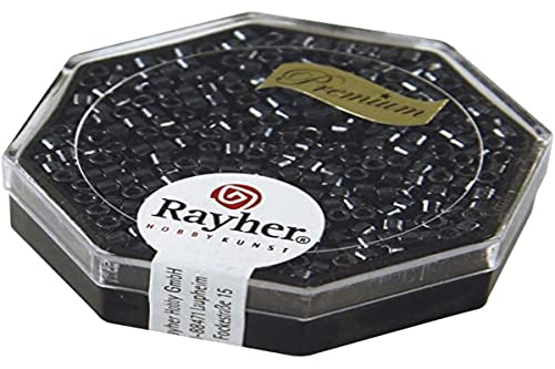 RAYHER 14750572 Delica-Rocailles, 2,2 mm Durchmesser, metallic, anthrazit von Rayher