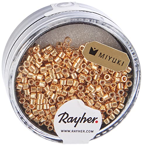 Rayher Delica-Rocailles, Miyuki-Rocailles, metallic, gold, 2,2 mm ø, Dose 4 g, Perlen zum Auffädeln, Glasperlen klein, 14750616 von Rayher