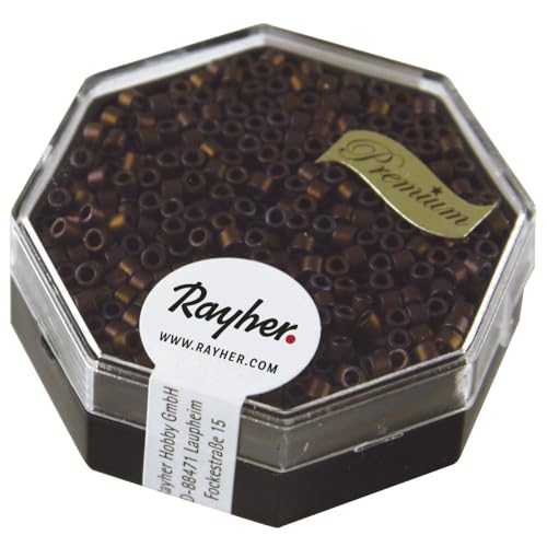 RAYHER 14751546 Delica-Rocailles, 2,2 mm Durchmesser, metallic matt, mokka von Rayher