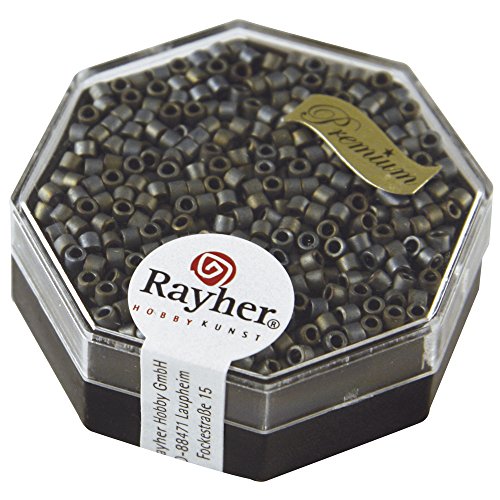 RAYHER 14751572 Delica-Rocailles, 2,2 mm Durchmesser, metallic matt, anthrazit von Rayher