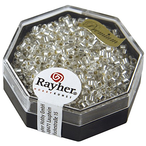 RAYHER 14752801 Delica-Rocailles, 2,2 mm Durchmesser mit silbereinzug, bergkristall von Rayher