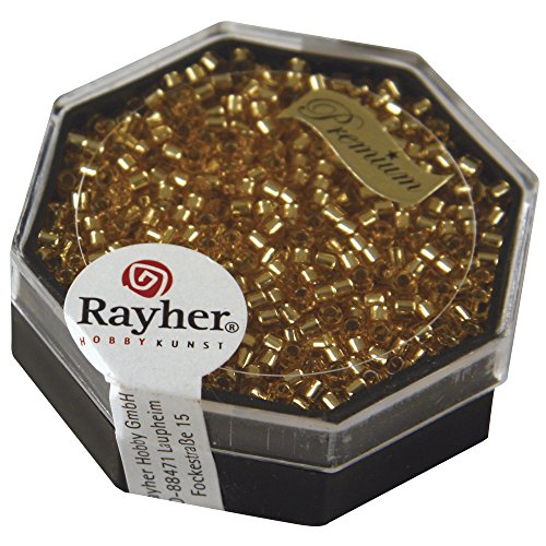 RAYHER 14752807 Delica-Rocailles, 2,2 mm Durchmesser mit silbereinzug, helltopaz von Rayher