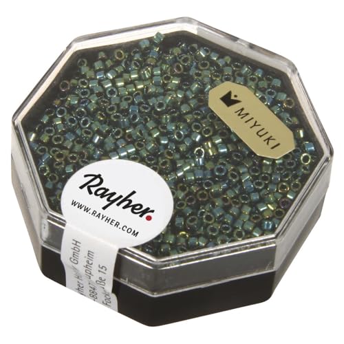 Rayher Hobby Rayher Delica-Rocailles, Miyuki-Rocailles, metallic, smaragd, 1,6 mm ø, Dose 4 g, Perlen zum Auffädeln, Glasperlen klein, 14760840 Rayher Hobby Rayher Delica-Rocailles, Miyuki-Rocailles, metallic, smaragd, 1,6 mm ø, Dose 4 g, Perlen zum Auffädeln, Glasperlen klein, 14760840 von Rayher