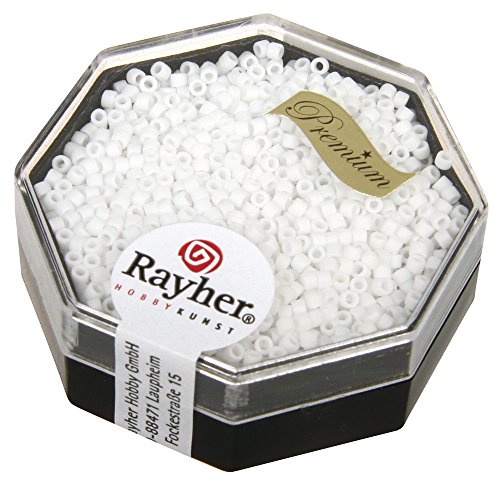 Rayher Delica-Rocailles, Miyuki-Rocailles, opak matt, schneeweiß, 1,6 mm ø, Dose 6 g, Perlen zum Auffädeln, Glasperlen klein, 14764100 Rayher Delica-Rocailles, Miyuki-Rocailles, opak matt, schneeweiß, 1,6 mm ø, Dose 6 g, Perlen zum Auffädeln, Glasperlen klein, 14764100 von Rayher