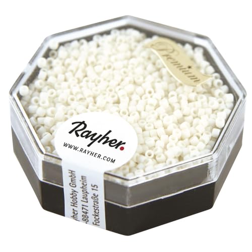 Rayher Delica-Rocailles, Miyuki-Rocailles, opak matt, weiß, 1,6 mm ø, Dose 6 g, Perlen zum Auffädeln, Glasperlen klein, 14764102 Rayher Delica-Rocailles, Miyuki-Rocailles, opak matt, weiß, 1,6 mm ø, Dose 6 g, Perlen zum Auffädeln, Glasperlen klein, 14764102 von Rayher