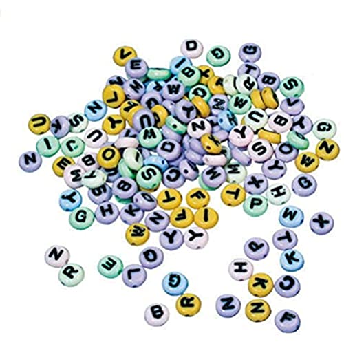 RAYHER 1610049 Plastik-Buchstaben-Perlen rund, 8 mm, Blisterkarte 40 g, gemischt von Rayher