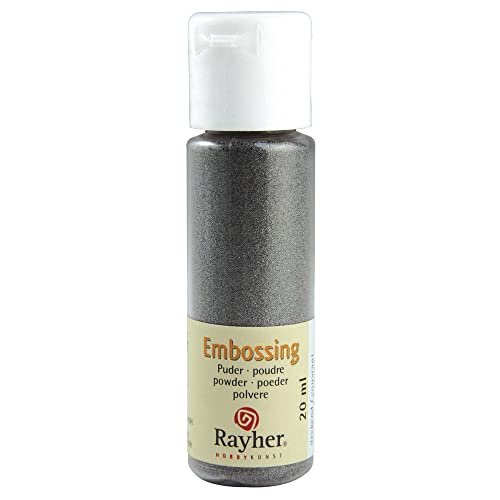 RAYHER 28000606, Embossing-Puder, 20 ml Flasche, deckend, silber von Rayher