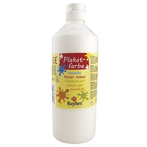 RAYHER 38566102 Plakatfarbe, Flasche 500 ml, weiß von Rayher