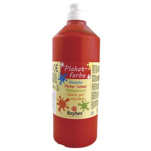 RAYHER 38566278, Plakatfarbe, Flasche 500 ml, hellrot von Rayher