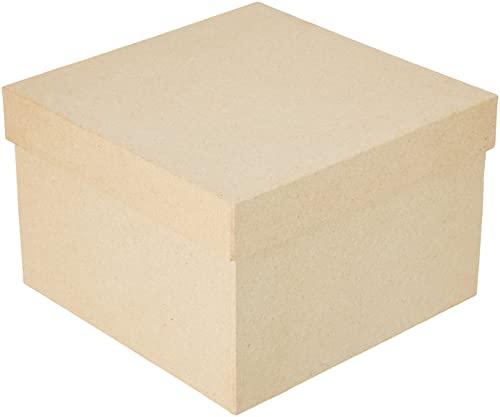 Rayher Hobby Rayher Pappmaché Box, quadratisch, 18,5 x 18,5 x 12 cm, quadratisch, Schachtel mit Deckel, FSC zertifiziert, zum Gestalten und Dekorieren, 7175500 von Rayher