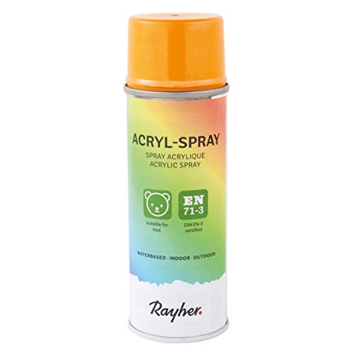 RAYHER HOBBY 34145161 Acryl-Spray, Acryllack, seidenmatt, Sprühlack für innen und außen, hohe Deckkraft, umweltbewusst spraylackieren, Dose 200 ml (1er Pack) sonnengelb von Rayher