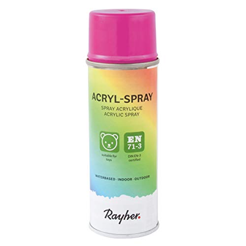 RAYHER HOBBY 34145264 Acryl-Spray, Acryllack, seidenmatt, Sprühlack für innen und außen, hohe Deckkraft, umweltbewusst spraylackieren, 200 ml (1er Pack), pink von Rayher