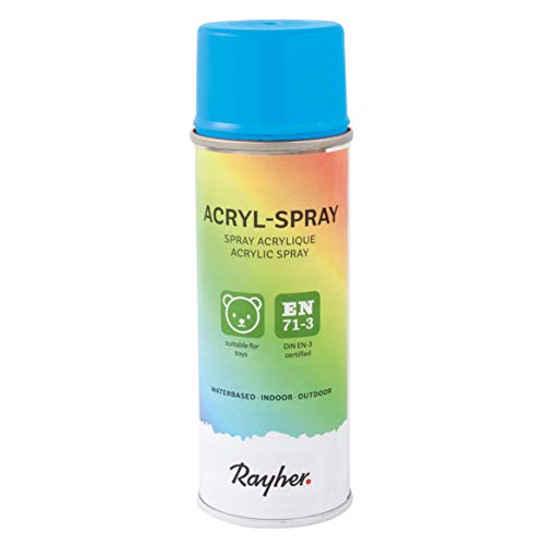 RAYHER HOBBY 34145404 Acryl-Spray, Acryllack, seidenmatt, Sprühlack für innen und außen, hohe Deckkraft, umweltbewusst spraylackieren, Dose 200 ml (1er Pack), türkis von Rayher