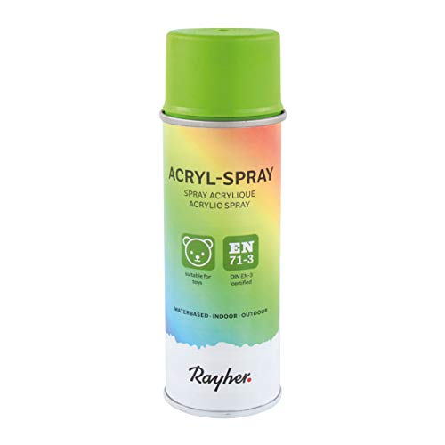 RAYHER HOBBY 34145412 Acryl-Spray, Acryllack, seidenmatt, Sprühlack für innen und außen, hohe Deckkraft, umweltbewusst spraylackieren, 200 ml (1er Pack), maigrün von Rayher