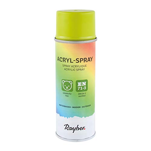 RAYHER HOBBY 34145416 Acryl-Spray, Acryllack, seidenmatt, Sprühlack für innen und außen, hohe Deckkraft, umweltbewusst spraylackieren, Dose 200 ml (1er Pack), apfelgrün von Rayher