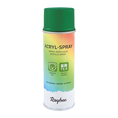 RAYHER HOBBY 34145444 Acryl-Spray, Acryllack, seidenmatt, Sprühlack für innen und außen, hohe Deckkraft, umweltbewusst spraylackieren, Dose 200 ml (1er Pack), tannengrün von Rayher