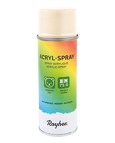 RAYHER HOBBY 34145508 Acryl-Spray, Acryllack, beige, seidenmatt, Sprühlack für innen und außen, hohe Deckkraft, umweltbewusst spraylackieren, Dose 200 ml von Rayher