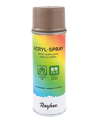 RAYHER HOBBY 34145509 Acryl-Spray, Acryllack, taupe, seidenmatt, Sprühlack für innen und außen, hohe Deckkraft, umweltbewusst spraylackieren, 200 ml (1er Pack) von Rayher