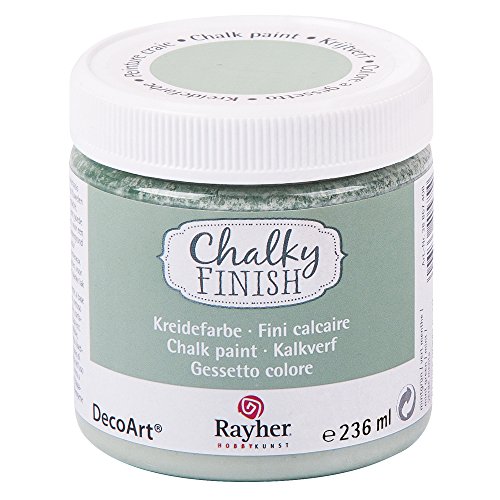 RAYHER HOBBY 38868408 Chalky Finish auf Wasser-Basis, Kreide-Farbe für Shabby-Chic-, Vintage- und Landhaus-Stil-Looks,mintgrün, 236 ml (1er Pack) von Rayher
