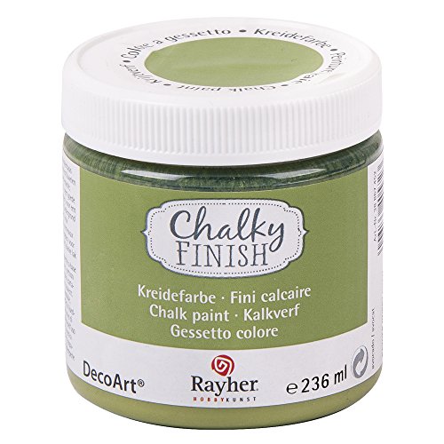 RAYHER HOBBY 38868452 Chalky Finish auf Wasser-Basis, Kreide-Farbe für Shabby-Chic-, Vintage- und Landhaus-Stil-Looks, 236 ml (1er Pack), avocado von Rayher