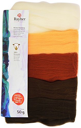 RAYHER HOBBY 5365400 Filzwolle, Merinowolle, 18 mic, 5 Farben, Braun-Töne, 100% Schafschurwolle, 50g RAYHER HOBBY 5365400 Filzwolle, Merinowolle, 18 mic, 5 Farben, Braun-Töne, 100% Schafschurwolle, 50g von Rayher