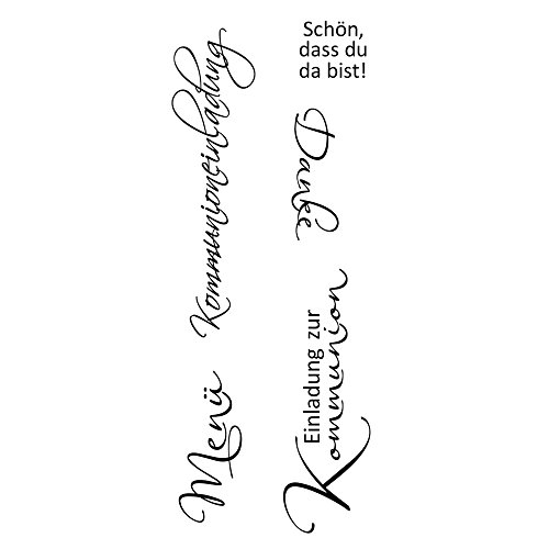 RAYHER Stempel Kommunion 3", 5 Schriftzüge, Silikon, Transparent 2.04 x 0.8 x 0.06 cm, 4-Einheiten von Rayher
