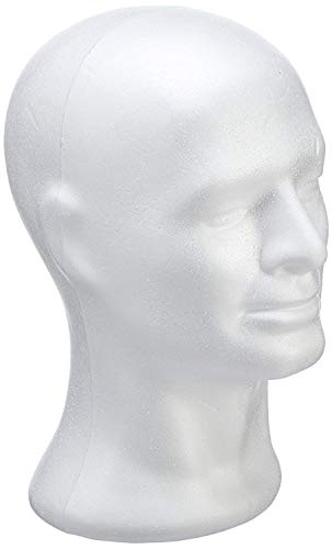 RAYHER Styropor-Kopf männlich, Ständer für Perücken, Kopfhörer, Mützen & Co, Größe: 30,5cm, Weiß von Rayher