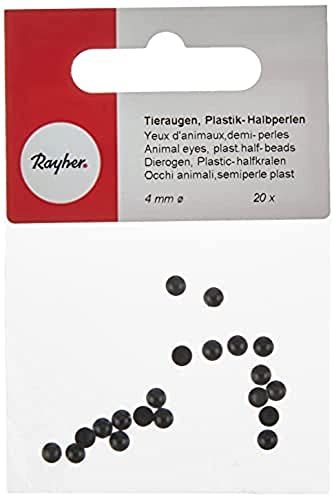 RAYHER HOBBY RAYHER - Tieraugen, Plastik-Halbperlen, schwarz, zum Kleben, 4 mm, SB- von Rayher
