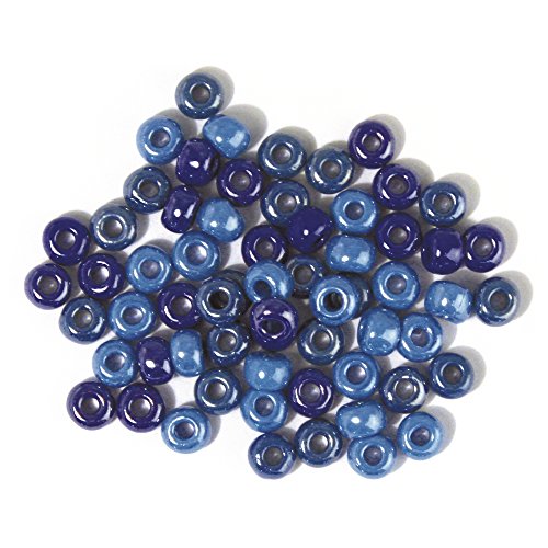 RAYHER â€“ 1439200 â€“ Glas-GroÃŸlochradl blickdicht Ã˜ 6,7 mm 55 g Box Blau von Rayher