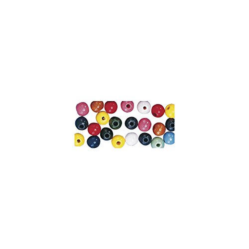 Rayher 1250449 Holz Perlen FSC 100 %, poliert, 12 mm ø, bunt, SB-Btl 32 Stück von Rayher