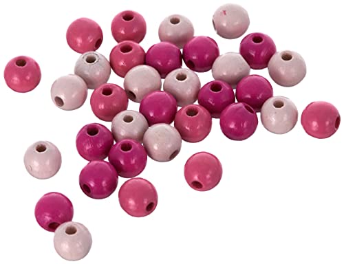 Rayher 1252100 Holz Perlen Mischung FSC 100 %, 8 mm ø, poliert, SB-Btl 82 Stück, pink Töne, lutsch- und speichelfest von Rayher