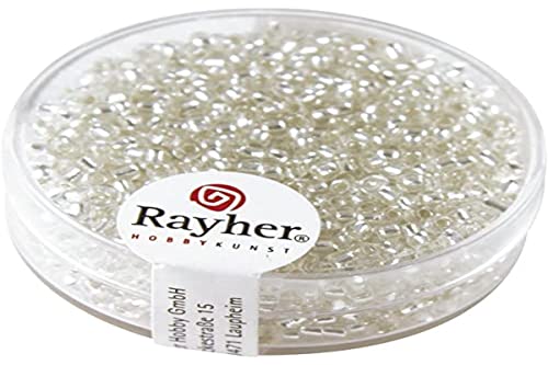RAYHER HOBBY Rayher 1406422 Rocailles, 2 mm ø, mit Silbereinzug, silber, Klein von Rayher