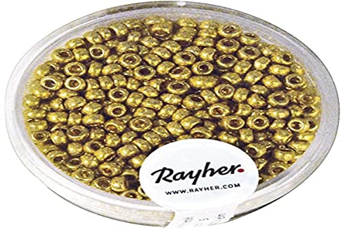 RAYHER HOBBY Rayher 1406806 Rocailles, 2,6 mm ø, perlmutt, Dose 17g, gold, nicht wa von Rayher