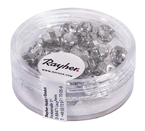 Rayher Schliffperle, Glas, 6 mm ø, silber halbopak, Dose 50 Stück, Perlen zum Auffädeln, Glasperlen klein, Rocailles Glas, Perlen aus geschliffenem Glas, 14201606 Rayher Schliffperle, Glas, 6 mm ø, silber halbopak, Dose 50 Stück, Perlen zum Auffädeln, Glasperlen klein, Rocailles Glas, Perlen aus geschliffenem Glas, 14201606 von Rayher