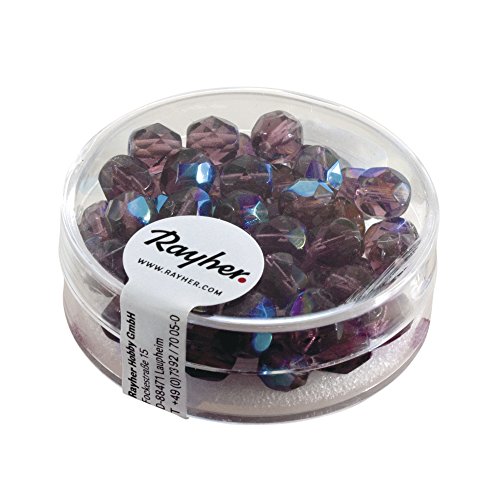 Rayher 14201820 Glas-Schliffperlen, 6 mm ø, irisierend, Dose 50 Stück, Rayher 14201820 Glas-Schliffperlen, 6 mm ø, irisierend, Dose 50 Stück, von Rayher