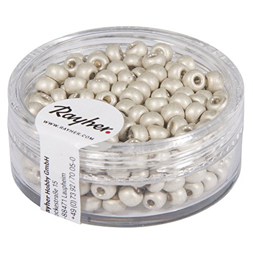 Rayher 14316102 Metallic-Rocailles, matt, 4mm ø, Dose 17g, weiß, Weiss/Opulenter Garten Rayher 14316102 Metallic-Rocailles, matt, 4mm ø, Dose 17g, weiß, Weiss/Opulenter Garten von Rayher