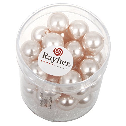 Rayher 14403258 Renaissance Glaswachsperlen, 10 mm ø, Dose 35 Stück, rosé von Rayher