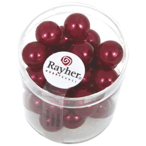 Rayher 14403287 Renaissance Glaswachsperlen, 10 mm ø, Dose 35 Stück, klassikrot von Rayher