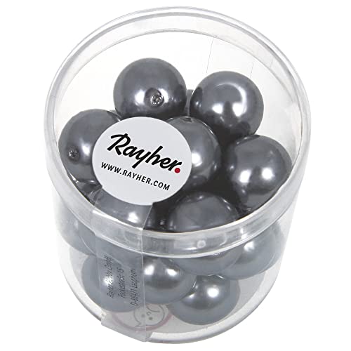 Rayher 14404572 Renaissance Glaswachsperlen, 12 mm ø Dose 21 Stück, anthrazit Rayher 14404572 Renaissance Glaswachsperlen, 12 mm ø Dose 21 Stück, anthrazit von Rayher