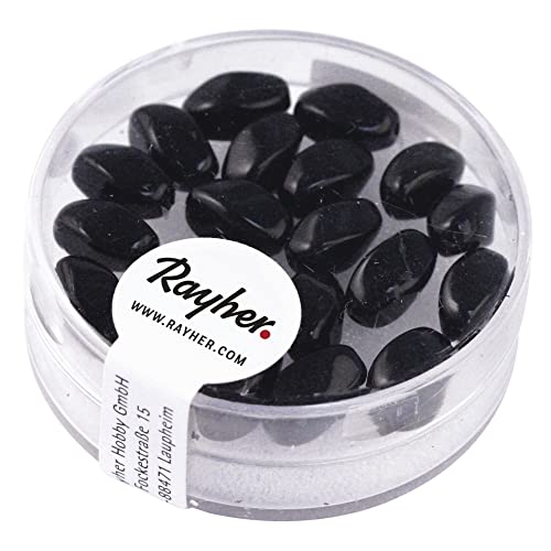 Rayher 14408576 Renaissance-Olive, 9x6 mm, Dose 20 Stück, schwarz von Rayher