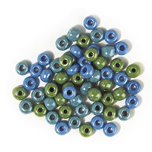 Rayher 1442000 Glas-GroÃŸlochradl,opak,grün, blau Töne, ø 8,7 mm, Dose von Rayher